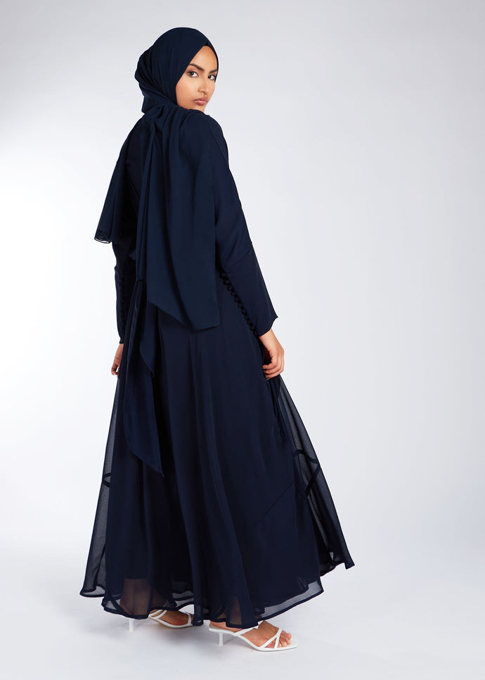 Chiffon Wrap Abaya Navy