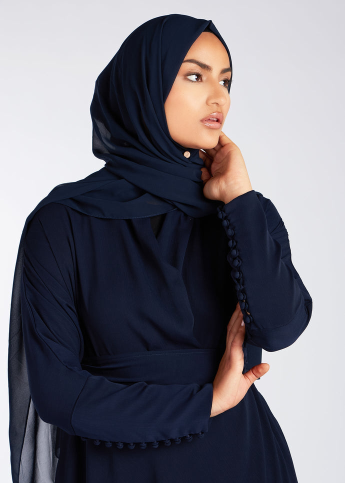 Chiffon Wrap Abaya Navy