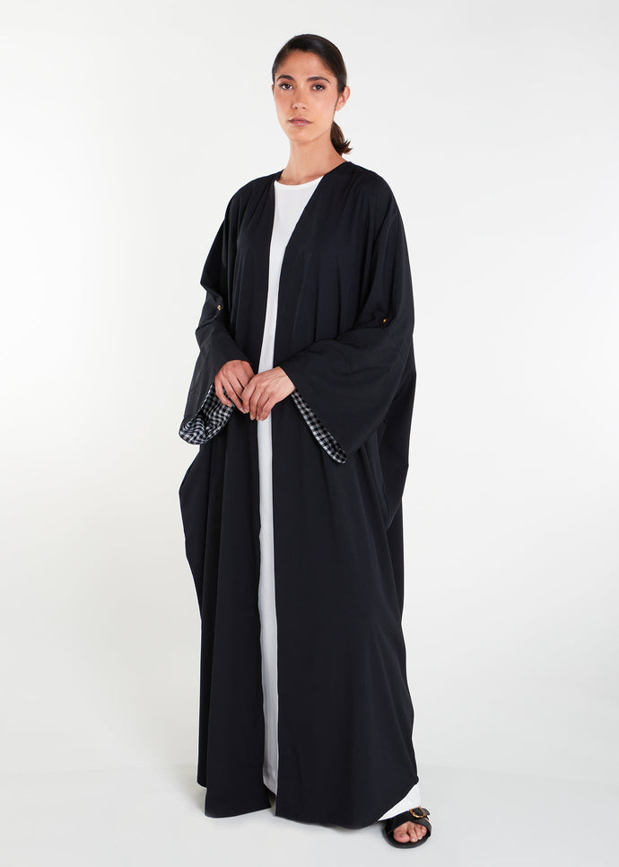 Chequered Cuff Open Abaya - Final Sale